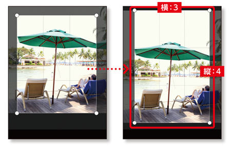「フォト」アプリで、縦横の比率を指定して画像をトリミングする方法