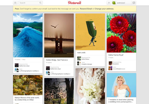 「Pinterest」は、美しいデザインで女性を中心に人気